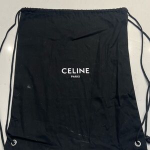 Celine Black Logo Drawstring Bag